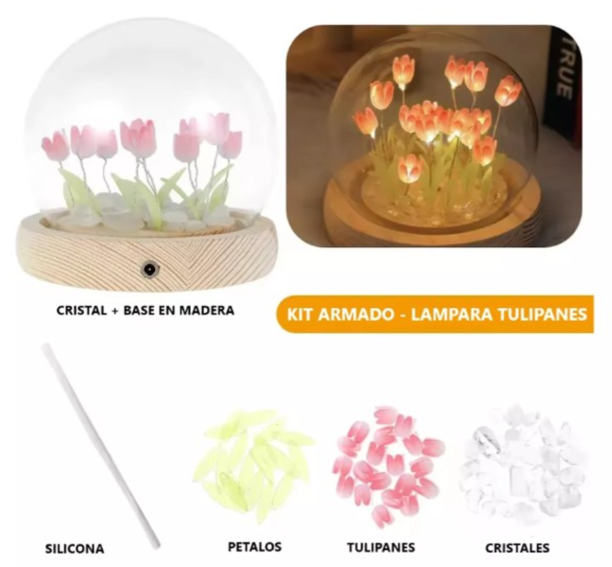 LAMPARA REDONDA TULIPANES 🌷