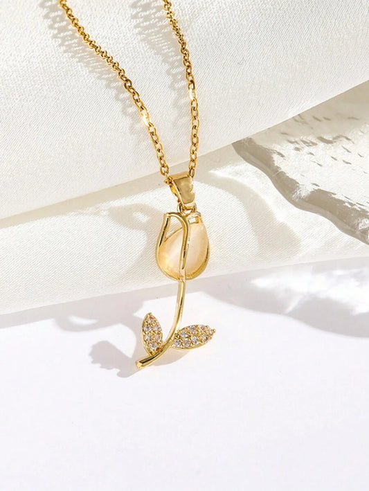 Collar Flor Tulipán Cristal 🌷 (incluye caja de regalo)