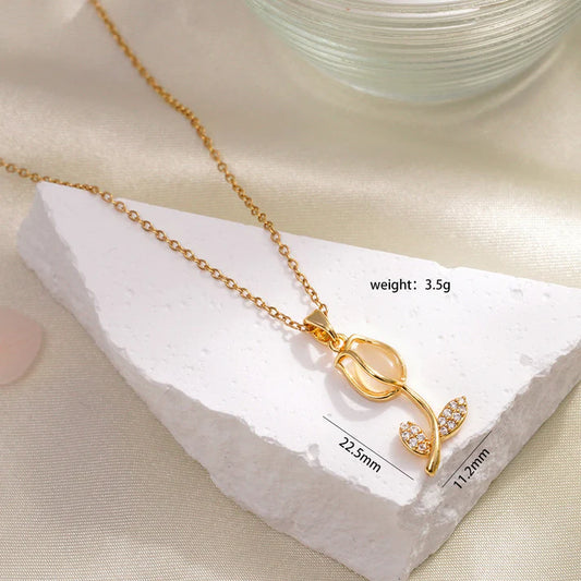 Collar Flor Tulipán Cristal 🌷 (incluye caja de regalo)